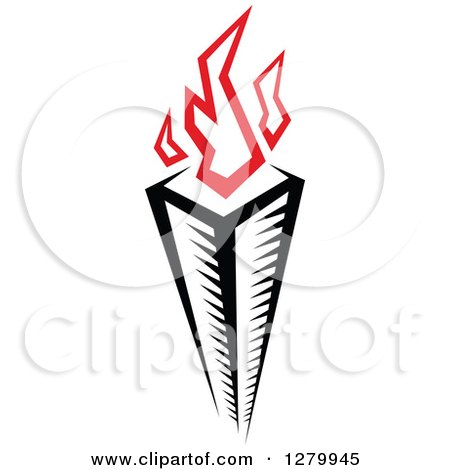 Clipart of a Black Torch with Red Flames 27 - Royalty Free Vector Illustration by Vector Tradition SM