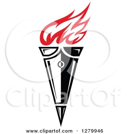 Clipart of a Black Torch with Red Flames 28 - Royalty Free Vector Illustration by Vector Tradition SM