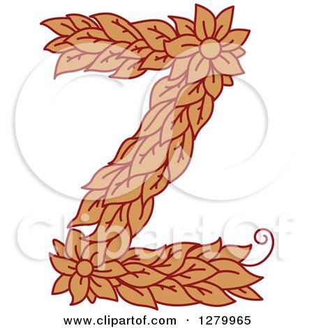 Clipart of a Floral Capital Letter Z with a Flower - Royalty Free Vector Illustration by Vector Tradition SM