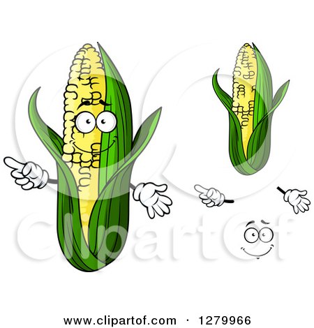 Clipart of Corn, Hands and a Face - Royalty Free Vector Illustration by Vector Tradition SM