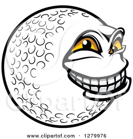 Clipart of a Grinning Golf Ball Character Facing Right - Royalty Free Vector Illustration by Vector Tradition SM