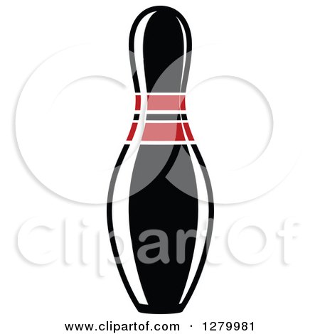 Clipart of a Black and White Bowling Pin - Royalty Free Vector Illustration by Vector Tradition SM