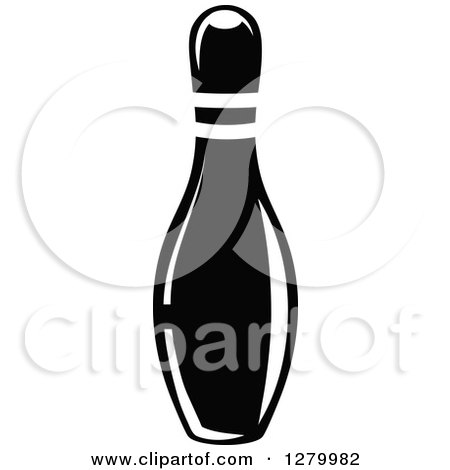 Clipart of a Black and White Bowling Pin - Royalty Free Vector Illustration by Vector Tradition SM