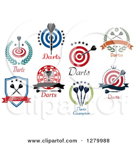Clipart of Darts Sports Designs with Text - Royalty Free Vector Illustration by Vector Tradition SM