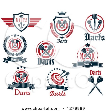 Clipart of Throwing Darts Sports Designs and Text - Royalty Free Vector Illustration by Vector Tradition SM