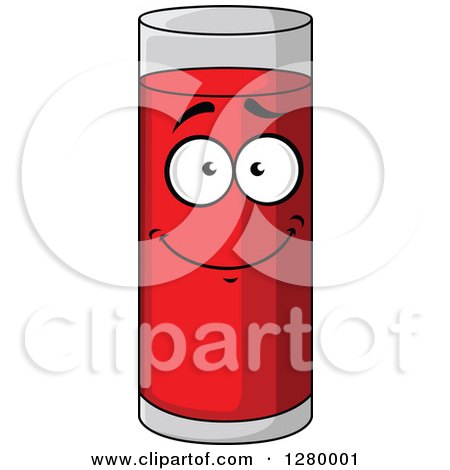 Clipart of a Smiling Tall Glass of Pomegranate Juice - Royalty Free Vector Illustration by Vector Tradition SM