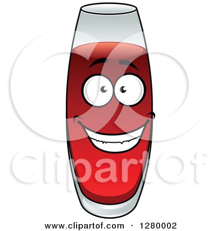 Clipart of a Smiling Tall Glass of Pomegranate Juice - Royalty Free Vector Illustration by Vector Tradition SM