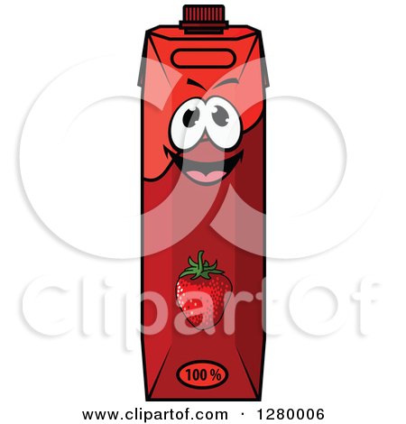 Clipart of a Smiling Strawberry Juice Carton Character 2 - Royalty Free Vector Illustration by Vector Tradition SM
