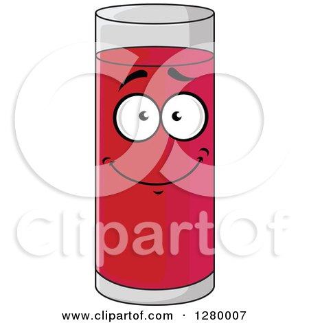 Clipart of a Smiling Tall Glass of Strawberry Juice Character - Royalty Free Vector Illustration by Vector Tradition SM