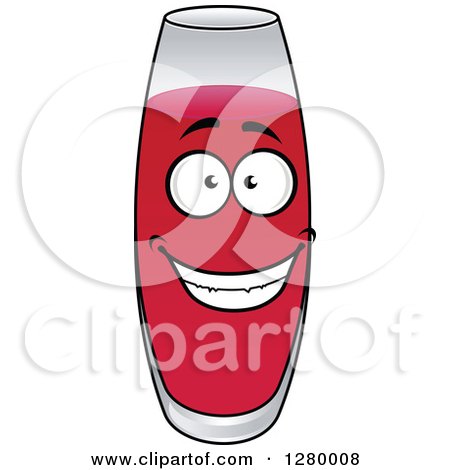 Clipart of a Smiling Glass of Strawberry Juice Character - Royalty Free Vector Illustration by Vector Tradition SM