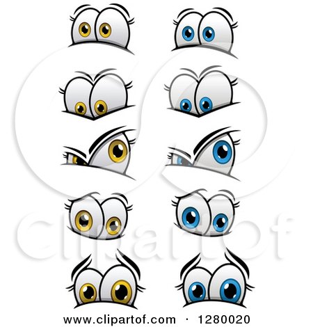 Clipart of Expressional Yellow and Blue Eyes - Royalty Free Vector Illustration by Vector Tradition SM