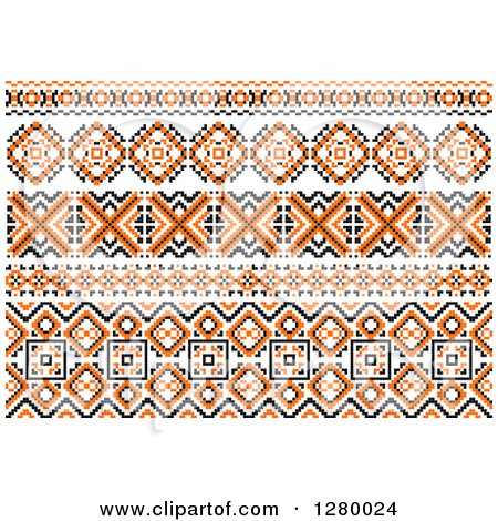 Clipart of a Orange Black and White Native American Border Designs - Royalty Free Vector Illustration by Vector Tradition SM