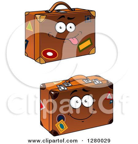 Clipart of Goofy and Happy Cartoon Suitcase Characters - Royalty Free Vector Illustration by Vector Tradition SM