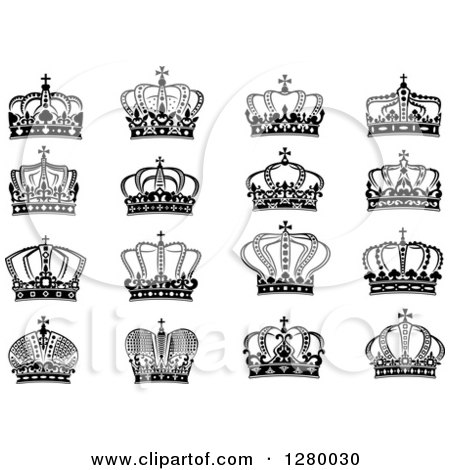 Clipart of Black and White Crowns 11 - Royalty Free Vector Illustration by Vector Tradition SM