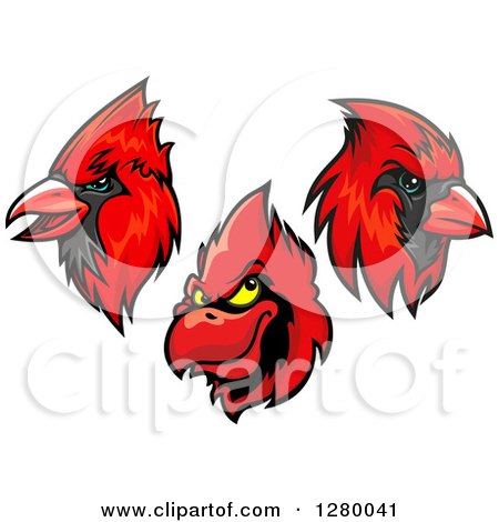 Clipart of Red Cardinal Mascot Heads - Royalty Free Vector Illustration by Vector Tradition SM