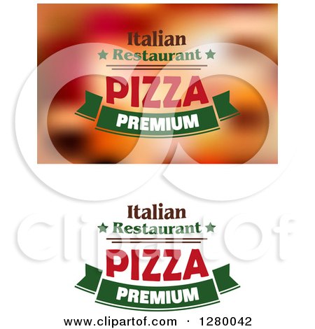 Clipart of Italian Restaurant Pizza Premium Text Designs - Royalty Free Vector Illustration by Vector Tradition SM