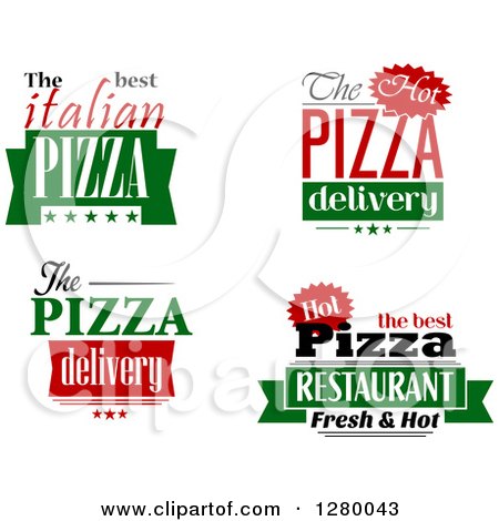 Clipart of Pizza and Delivery Text Designs - Royalty Free Vector Illustration by Vector Tradition SM