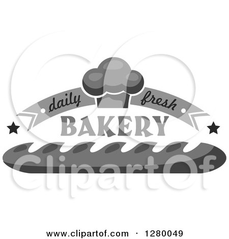 Clipart of a Grayscale Daily Fresh Bakery Design with a Muffin and Bread - Royalty Free Vector Illustration by Vector Tradition SM