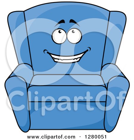 Clipart of a Happy Cartoon Yellow Arm Chair - Royalty Free Vector Illustration by Vector Tradition SM