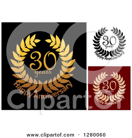 Clipart of 30 Year Anniversary Wreath Designs on Different Backgrounds - Royalty Free Vector Illustration by Vector Tradition SM