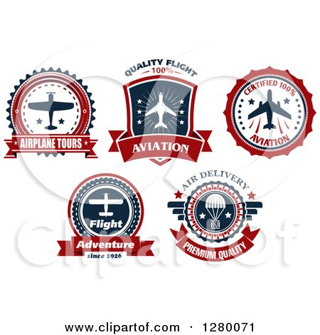 Clipart of Airplane Tours and Food Drop Labels - Royalty Free Vector Illustration by Vector Tradition SM