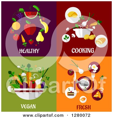 Clipart of Healthy, Cooking, Vegan and Fresh Food Designs - Royalty Free Vector Illustration by Vector Tradition SM