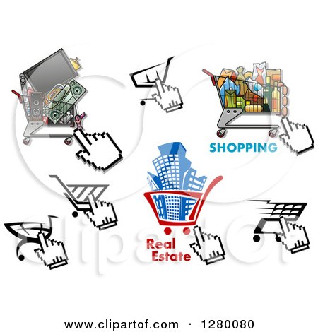 Clipart of Computer Cursors, Shopping Carts, Groceries, Buildings and Electronics - Royalty Free Vector Illustration by Vector Tradition SM