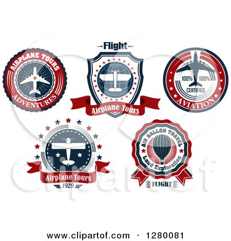 Clipart of Airplane Tour Labels - Royalty Free Vector Illustration by Vector Tradition SM