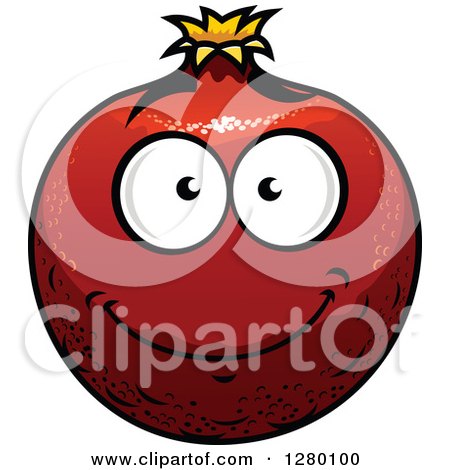 Clipart of a Smiling Pomegranate Character - Royalty Free Vector Illustration by Vector Tradition SM