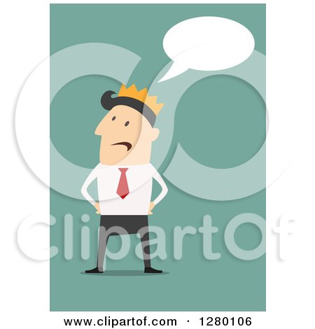 Clipart of a Mad Businessman Wearing a Crown and Talking over Green - Royalty Free Vector Illustration by Vector Tradition SM