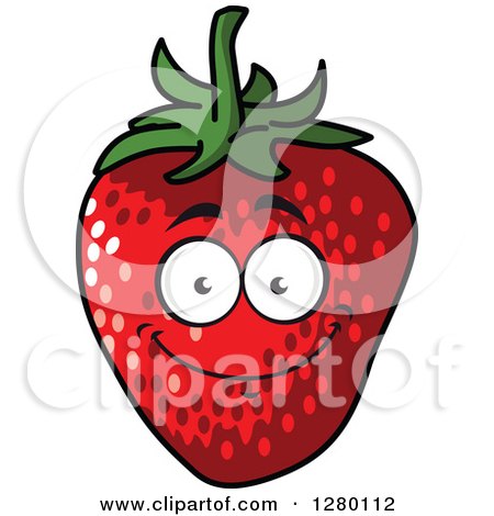 Clipart of a Smiling Strawberry Character - Royalty Free Vector Illustration by Vector Tradition SM