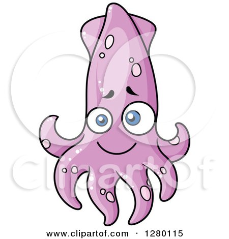 Clipart of a Cute Cartoon Purple Squid - Royalty Free Vector Illustration by Vector Tradition SM