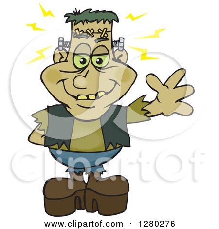 Clipart of a Happy Frankenstein Waving - Royalty Free Vector Illustration by Dennis Holmes Designs
