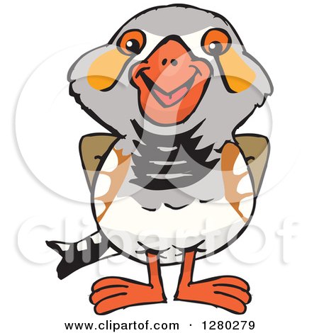 Clipart of a Happy Zebra Finch Bird - Royalty Free Vector Illustration by Dennis Holmes Designs