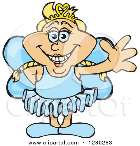 Clipart of a Happy Blond White Female Fairy Waving - Royalty Free Vector Illustration by Dennis Holmes Designs