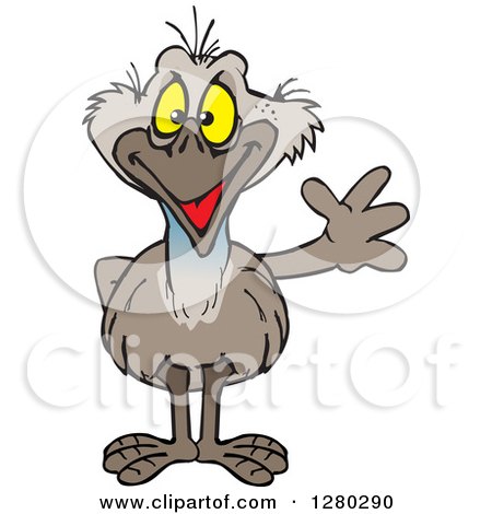 Clipart of a Happy Emu Bird Waving - Royalty Free Vector Illustration by Dennis Holmes Designs