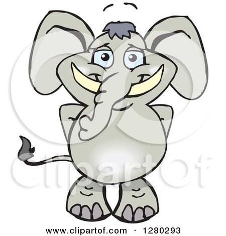Clipart of a Happy Gray Elephant Standing - Royalty Free Vector Illustration by Dennis Holmes Designs