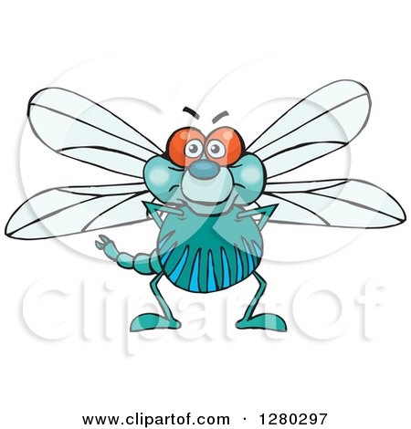 Clipart of a Happy Dragonfly Standing - Royalty Free Vector Illustration by Dennis Holmes Designs
