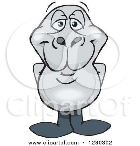 Clipart of a Happy Dugong Standing - Royalty Free Vector Illustration by Dennis Holmes Designs