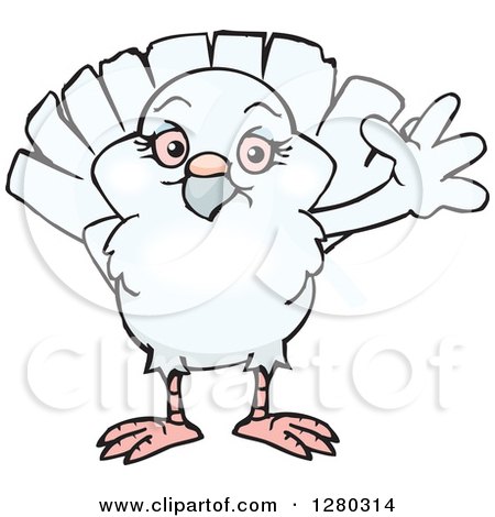 Clipart of a Happy White Dove Waving - Royalty Free Vector Illustration by Dennis Holmes Designs