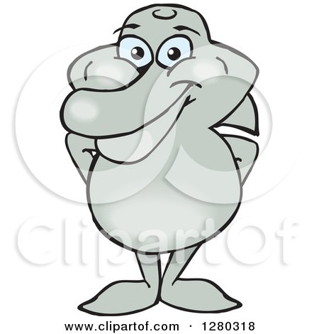 Clipart of a Happy Dolphin Standing - Royalty Free Vector Illustration by Dennis Holmes Designs