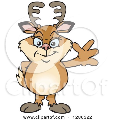 Clipart of a Happy Doe Deer Waving - Royalty Free Vector Illustration by Dennis Holmes Designs