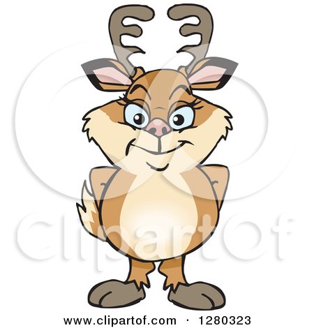 Clipart of a Happy Doe Deer Standing - Royalty Free Vector Illustration by Dennis Holmes Designs