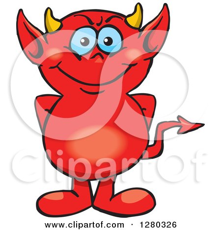 Clipart of a Happy Blue Eyed Red Devil - Royalty Free Vector Illustration by Dennis Holmes Designs