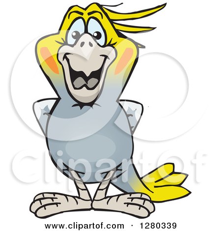 Clipart of a Happy Cockatiel Bird Standing - Royalty Free Vector Illustration by Dennis Holmes Designs