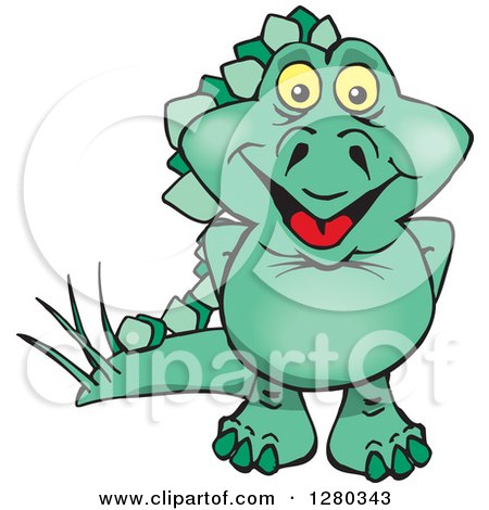 Clipart of a Happy Green Steagosaur Dinosaur - Royalty Free Vector Illustration by Dennis Holmes Designs