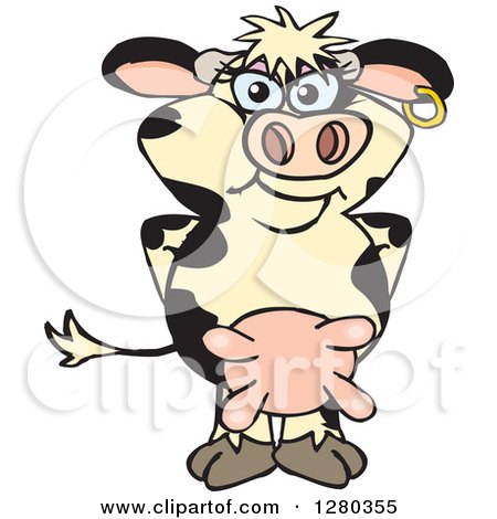 Clipart of a Happy Holstein Cow Standing - Royalty Free Vector Illustration by Dennis Holmes Designs