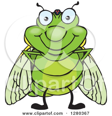 Clipart of a Happy Cicada Standing - Royalty Free Vector Illustration by Dennis Holmes Designs