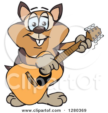 Clipart of a Happy Chipmunk Playing an Acoustic Guitar - Royalty Free Vector Illustration by Dennis Holmes Designs