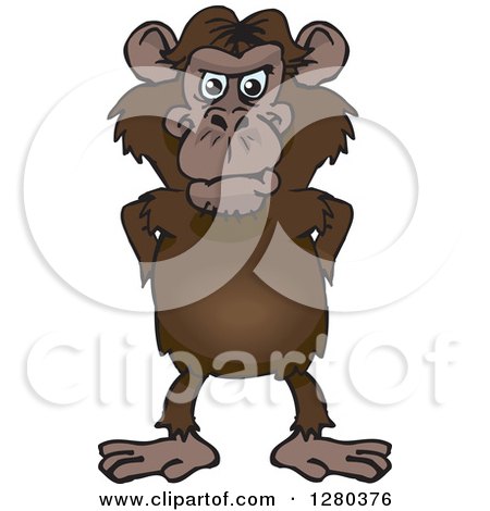 Clipart of a Happy Chimpanzee Monkey Standing - Royalty Free Vector Illustration by Dennis Holmes Designs